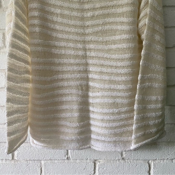 NEW Theory Links Sughero White Striped Pullover Sweater J0614707 Size Medium - Picture 5 of 11